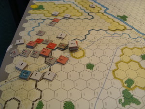 Turn 14. Gordon pursues. Sets up for fire combat to be followed by close combat.
